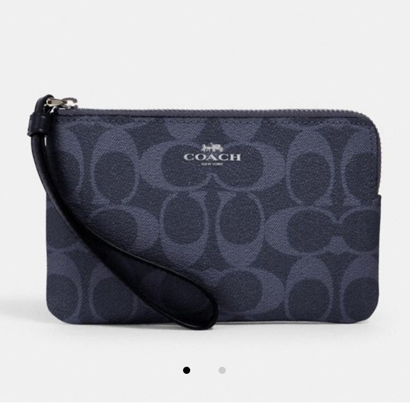 Coach Handbags - COACH RARE Corner Zip Canvas Den Midnight Wristlet